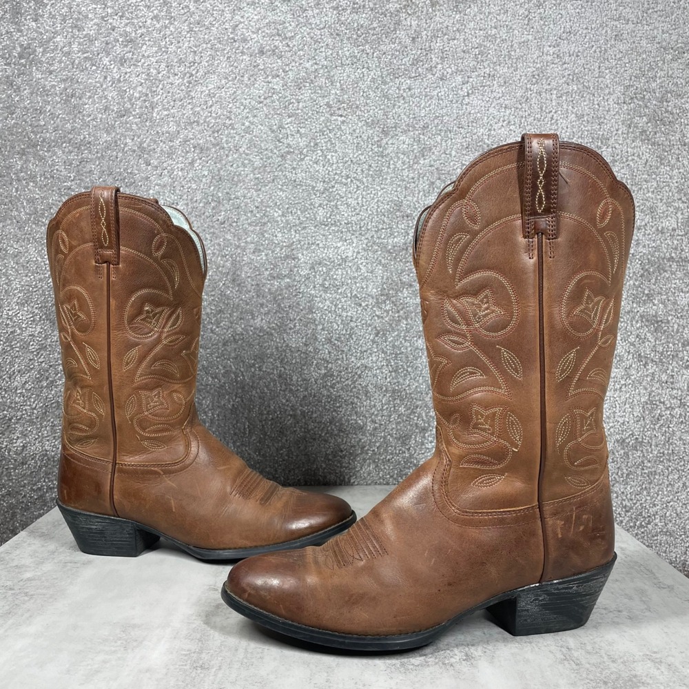 Ariat Boots Womens 8 Heritage Western R-Toe Brown Stitched Leather Cowgirl Boot